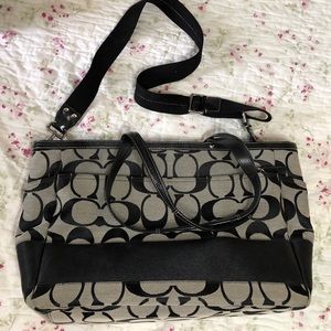 Coach Signature XL Baby Diaper Tote Bag Black EUC